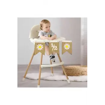 Papatya Konsept Yarım Yaş Partisi 1/2 Hasır Kumaş Banner Süsleme Yarış Yaş Süslemesi