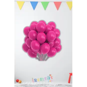Pastel Ton Fuşya Renk Lateks Balon 10 Adet Fuşya Renk Doğum Günü Süsleme Balonu