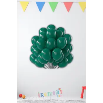 Pastel Ton Yeşil Renk Lateks Balon 10 Adet Koyu Yeşil Renk Doğum Günü Süsleme Balonu