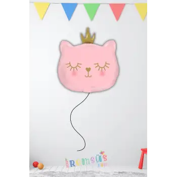 Pembe Renk Kedi Figürü Folyo Helyum Balon 30 Misscat Konsept Süsleme Balonu