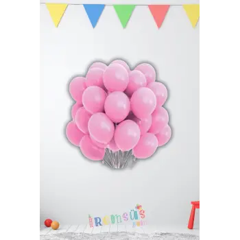 Pembe Renkli Pastel Ton Lateks Balon 10 Adet Pembe Konsept Doğum Günü Süsleme Balonu