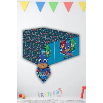 Pijamaskeliler Konsept Doğum Günü Partisi Plastik Masa Örtüsü 120*180 Pijamaske Tema Doğum Günü
