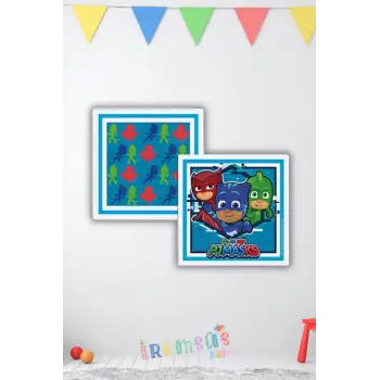 Pijamaskeliler Tema Doğum Günü Partisi Baskılı Peçete 16 lı Pijamaske Konsept Süsleme