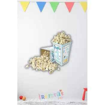 Prens 1 Yaşında Baskılı Mavi Renkli Mısır Kutusu Popcorn 8 li Erkek Bebek 1 Yaş Süslemesi