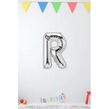 R Harfi Doğum Günü Gümüş Renk Folyo Balon 16 36 Cm R Harf Folyo Balon Silver Konsept