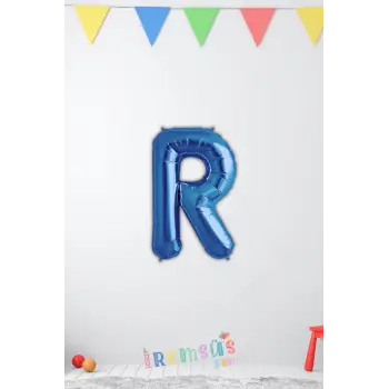 R Harfi Doğum Günü Mavi Renk Folyo Balon 16 36 Cm R Harf Folyo Balon Mavi Konsept