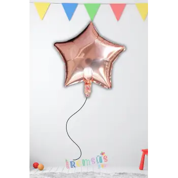 Rose Gold Renk Folyo Yıldız Helyum Balon 18 45 cm 1 Adet Rose Gold Süsleme