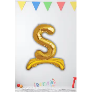 S Harfi Ayaklı Folyo Balon Gold Renk 32