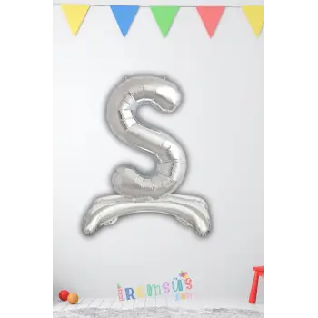 S Harfi Ayaklı Folyo Balon Gümüş Renk 32
