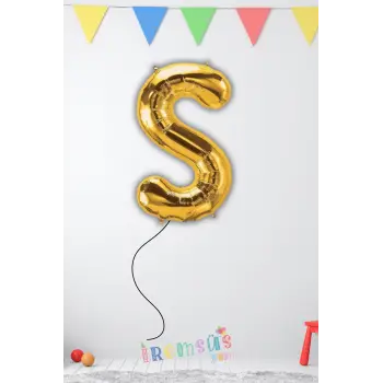 S-Ş Harfi Doğum Günü Gold Renk Folyo Helyum Balon 34 76 Cm S-Ş Harf Folyo Balon Gold Konsept
