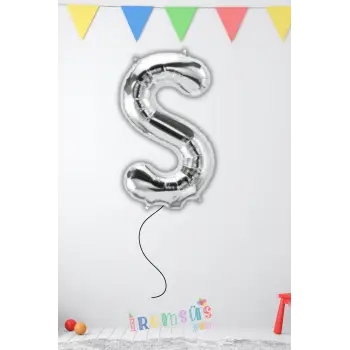 S-Ş Harfi Doğum Günü Gümüş Renk Folyo Helyum Balon 34 76 Cm S-Ş Harf Folyo Balon Silver Konsept