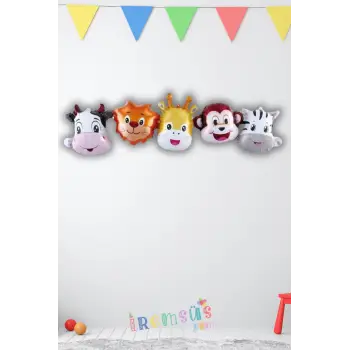 Safari Konsept 5 Adet Minik Birleşik Süsleme Folyo Balon Safari Tema Süsleme