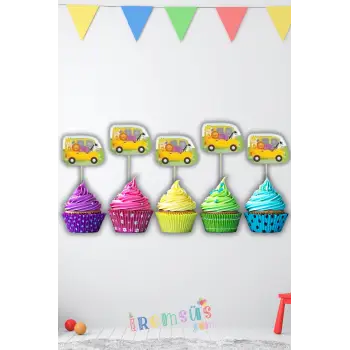 Safari Konsept Doğum Günü Partisi Pasta Cupcake Kürdanı 10 lu Safari Tema Süsleme