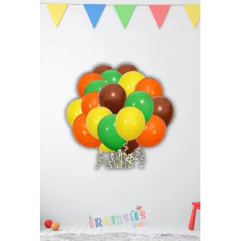 Safari Konsept Doğum Günü Partisi Pastel Tonlu Süsleme Balon 20 Adet Safari Tema Süslemesi