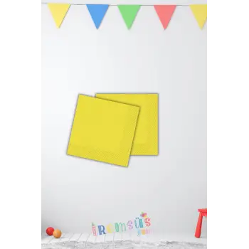 Sarı Renkli Konsept Peçete 16 li 33*33 Cm Sarı Renk Doğum Günü Konsept Süslemesi