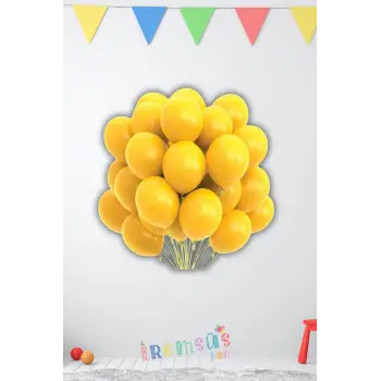 Sarı Renkli Pastel Ton Lateks Balon 10 Adet Sarı Konsept Doğum Günü Süsleme Balonu