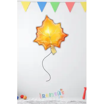 Sarı Yaprak Figür Folyo Helyum Balon 60 cm Sonbahar Konsept Folyo Balon Süsleme