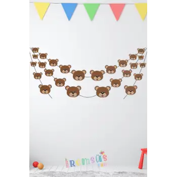 Sevimli Ayıcık Parti Konsepti Dekoratif Süsleme Banner 2 mt Ayıcık Temalı Süsleme