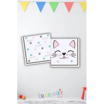 Sevimli Kedi Miss Cat Temalı Kağıt Peçete 16 Kişilik Sevimli Kedi Parti Süslemesi Miss Cat