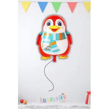 Sevimli Penguen Figür Folyo Helyum Balon 56 Cm Penguen Şekilli Folyo Balon