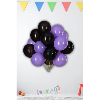 Siyah Mor Karışık Renk Lateks Balon 20 Adet Wednesday Konsept Balon Süslemesi