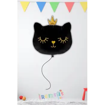 Siyah Renk Kedi Figürü Siyah Renk Folyo Helyum Balon 30 Misscat Konsept Süsleme Balonu