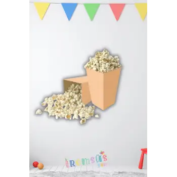 Somon Konsept Renkli Mısır Kutusu Popcorn 8 li Somon Tema Masa Üstü Süslemesi