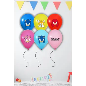Sonic Boom Doğum Günü Partisi Baskılı Balon 10 Adet Sonic Doğum Günü Süslemesi