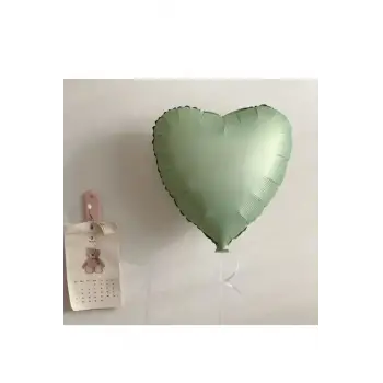 Su Yeşili Renk Folyo Kalp Helyum Balon 45 CM 1 adet Set Retro Renk Ada Çayı Balon