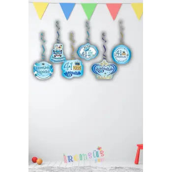 Sünnet Kutlama Süslemesi Tavandan Sarkıt Süs 6 lı Sünnet Odası Süslemesi