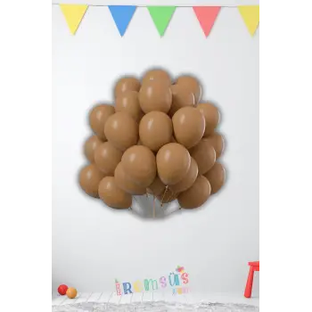 Sütlü Kahve Renkli Pastel Ton Lateks Balon 10 Adet Açık Kahverengi Konsept Doğum Günü Süsleme Balonu