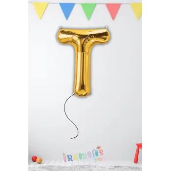 T Harfi Doğum Günü Gold Renk Folyo Helyum Balon 34 76 Cm T Harf Folyo Balon Gold Konsept