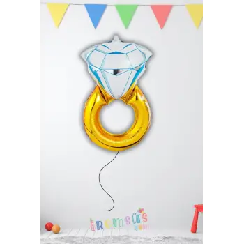 Tek Taş Yüzük Şekilli Gold Konsept Folyo Helyum Balon 54*84 Bride To Be Süsleme Balonu