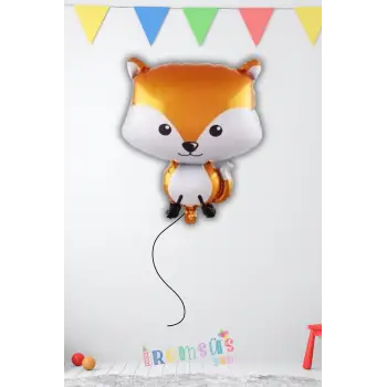 Tilki Figür Folyo Helyum Balon 24 Tilki Konsept Süsleme Balonu Hayvan Tema