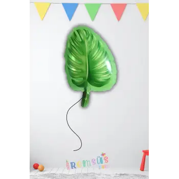 Tropıkal Yaprak Yeşil Renk Folyo Helyum Balon 40*51 Cm Safari Tema Parti ve Orman Konsept Süslemesi