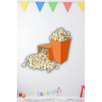 Turuncu Konsept Renkli Mısır Kutusu Popcorn 8 li Turuncu Tema Masa Üstü Süslemesi