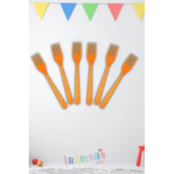 Turuncu Renk Plastik Çatal 24 Adet Turuncu Konsept Kullan At Kaliteli Çatal