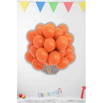 Turuncu Renkli Pastel Ton Lateks Balon 10 Adet Turuncu Konsept Doğum Günü Süsleme Balonu