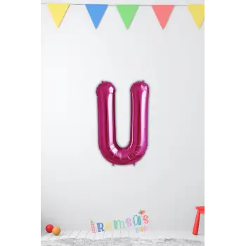 U-Ü Harf Pembe Renk Folyo Balon 40 Cm
