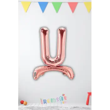 U-Ü Harfi Ayaklı Folyo Balon Rose Gold Renk 32