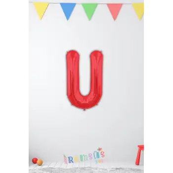 U-Ü Harfi Doğum Günü Kırmızı Renk Folyo Balon 16 36 Cm U-Ü Harf Folyo Balon Red Konsept