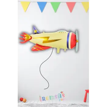 Uçak Figür Folyo Helyum Balon 107-54 cm Taşıt Konsept Parti Balonu Uçak Konsept Parti