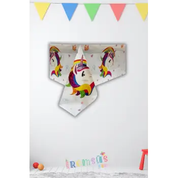 Unicorn Konsept Doğum Günü Partisi Plastik Masa Örtüsü 120*180 cm 1 Adet Unicorn Süsleme