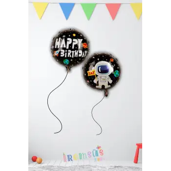 Uzay Konsept Baskılı Happy Birthday Folyo Balon 18