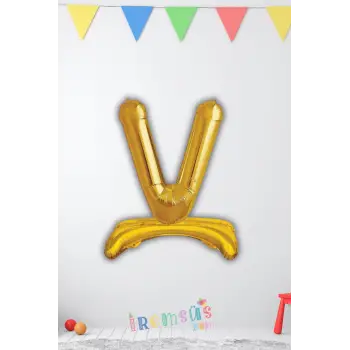 V Harfi Ayaklı Folyo Balon Gold Renk 32