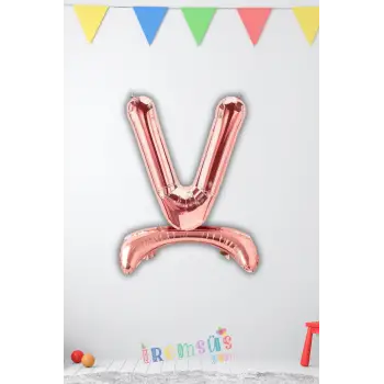 V Harfi Ayaklı Folyo Balon Rose Gold Renk 32