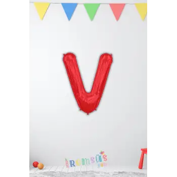 V Harfi Doğum Günü Kırmızı Renk Folyo Balon 16 36 Cm V Harf Folyo Balon Red Konsept