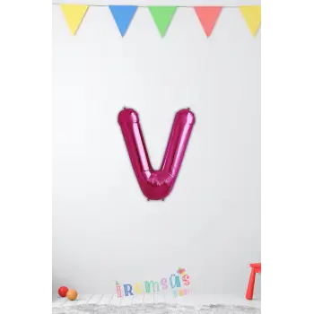 V Harfi Doğum Günü Pembe Renk Folyo Balon 16 36 Cm V Harf Folyo Balon Pembe Konsept