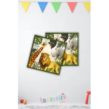 Wild Lıfe Baskılı Doğum Günü Partisi Peçetesi 16 Lı Vahşi Hayvan Tema Baskı Peçete