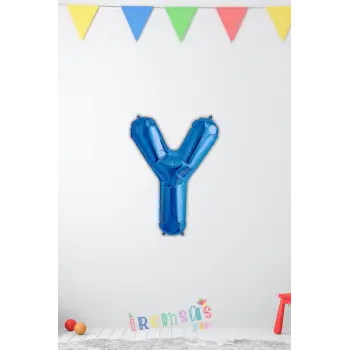 Y Harf Mavi Renk Folyo Balon 40 Cm